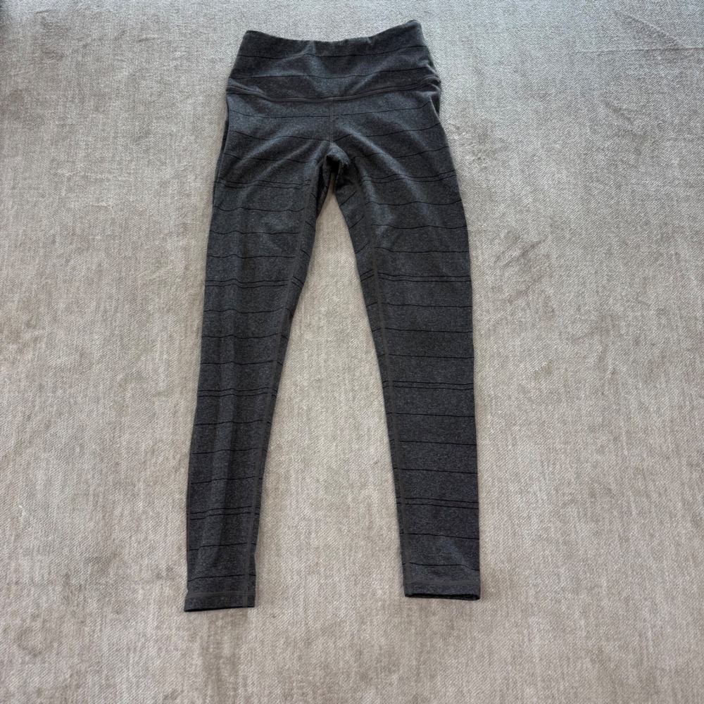Prana Womens XS Gray Striped High Rise Yoga Athletic Leggings Charcoal Heather